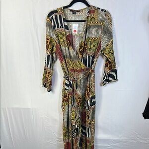 Toxika Jumper Size Large Browns Wrap with Plunge Neckline New
